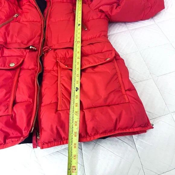 j.crew chateau puffer jacket with primaloft in brilliant sunset, size Small